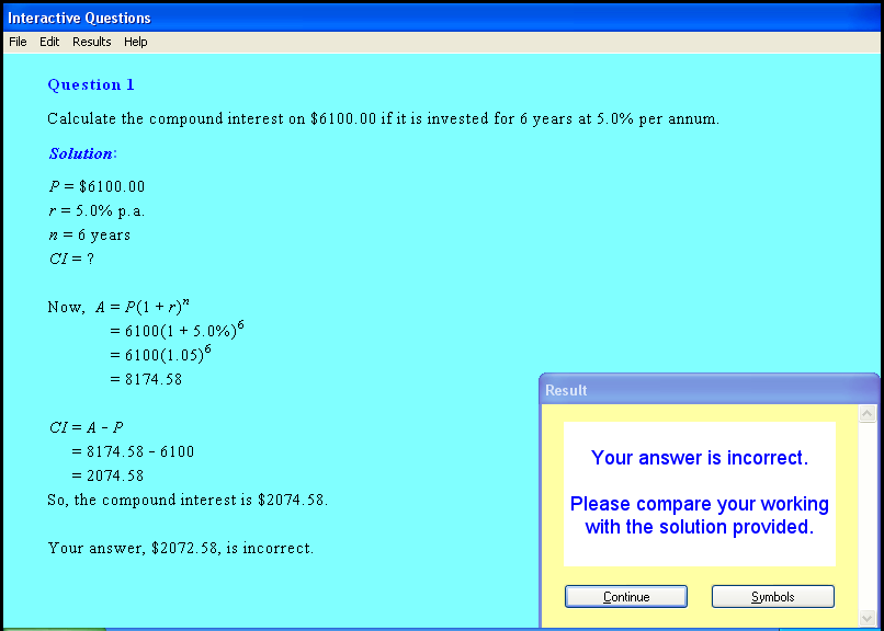 A consumer arithmetic chapter screen shot.