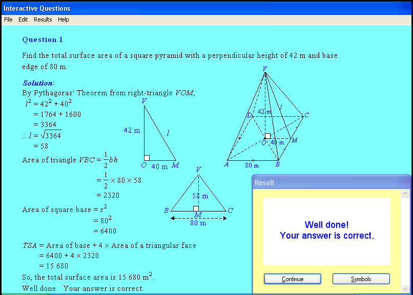 A measurement chapter screen shot.