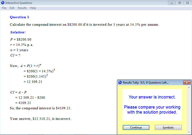 Solution for a question from Year 10 Interactive Maths, Chapter 7: Consumer Arithmetic, Exercise 22: Compound Interest.