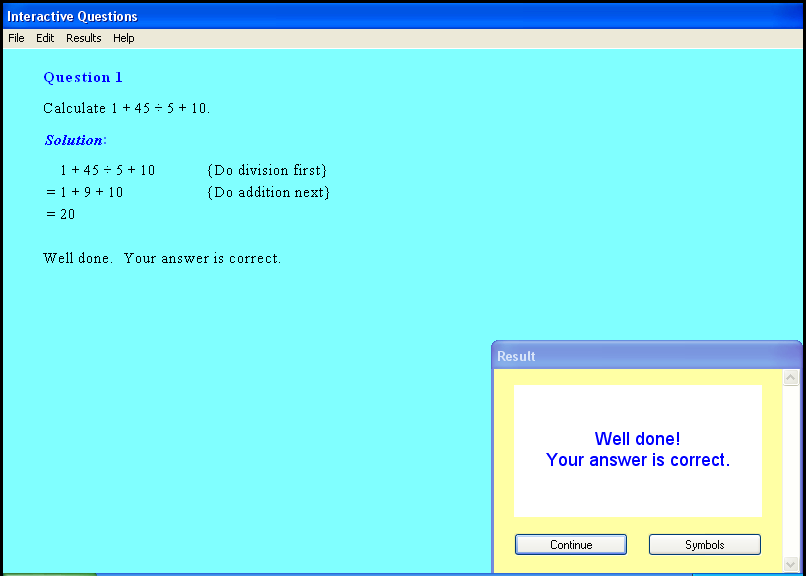 A whole numbers chapter screen shot.
