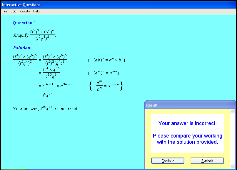 An indices chapter screen shot.