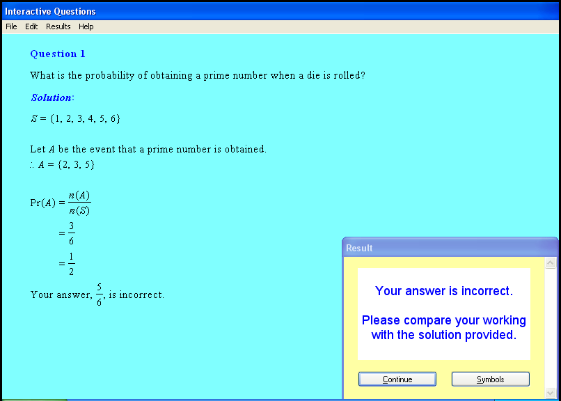 A probability chapter screen shot.