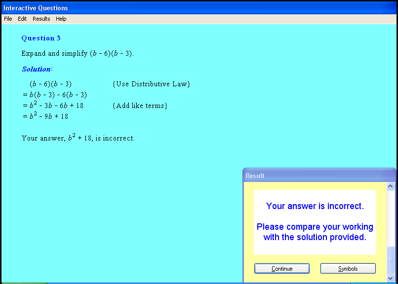 A Distributive Law chapter screen shot.