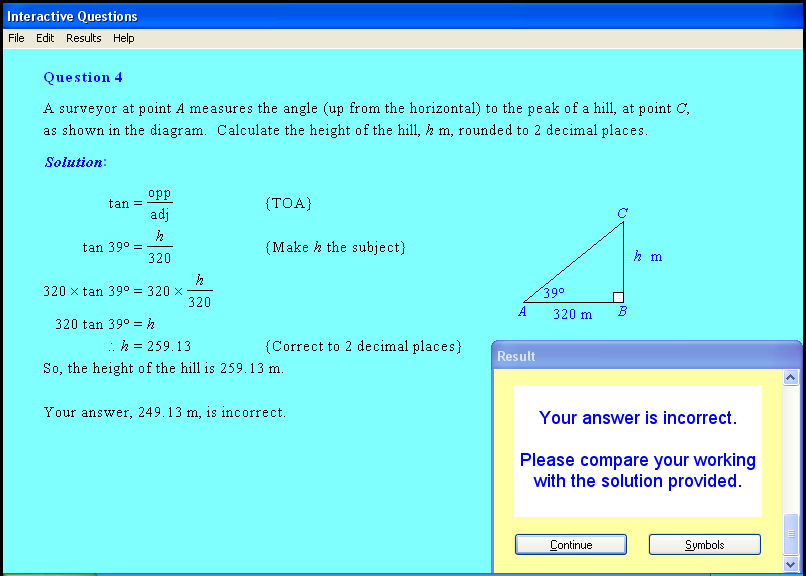 A trigonometry chapter screen shot.