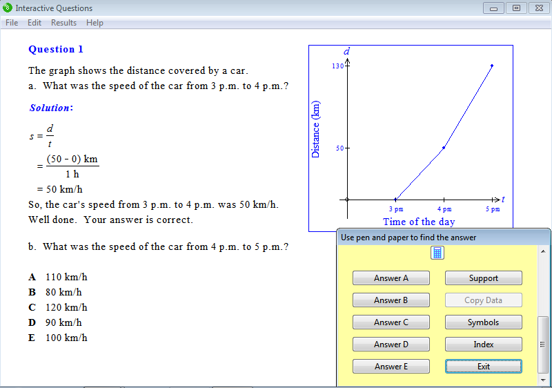 Question from Year 8 Interactive Maths, Chapter 14: Rates, Exercise 9: Travel Graphs.